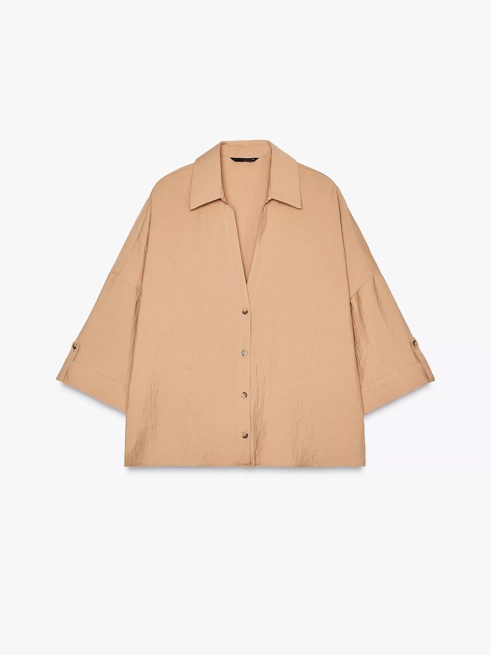 Zara White Oversized Button-Front Shirt Jacket